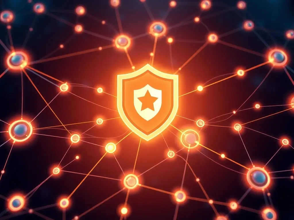 A modern graphic representing network monitoring and cybersecurity, highlighting real-time threat detection and protection, to showcase TCServices' monitoring and security services.